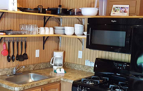 deluxe cabin rental interior kitchen
